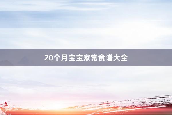 20个月宝宝家常食谱大全