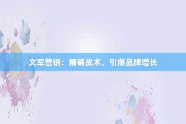 文军营销：精确战术，引爆品牌增长